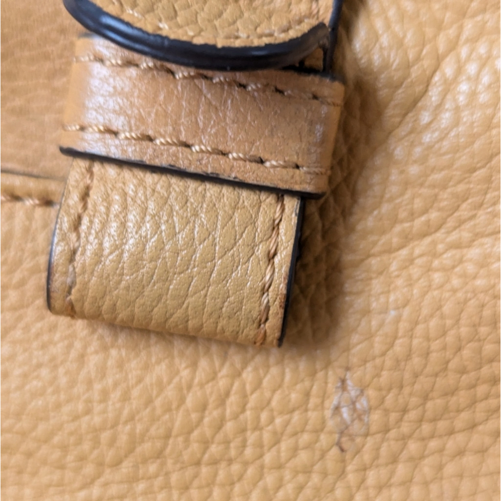 Vince Camuto Camel Leather Hand Bag Rainbow Tie Dye Interior Magnetic Closure - Picture 12 of 14